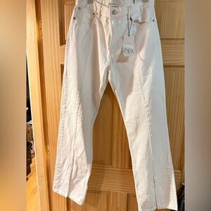 White Split Straight Jeans!!